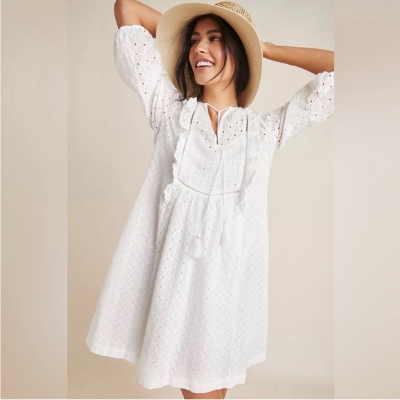 Anthropologie Dresses & Skirts - Anthropologie / XS / Eyelet Broderie Lace Dress / Beach, Cottage, Coastal, Boho